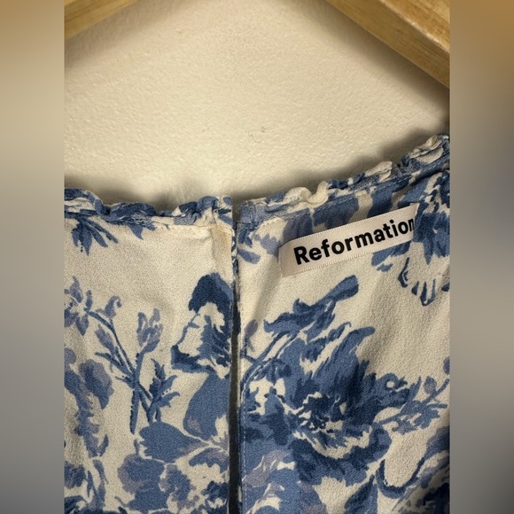 Reformation Marfa Blue White Floral Midi Dress Women’s Sz 4 - Picture 11 of 12
